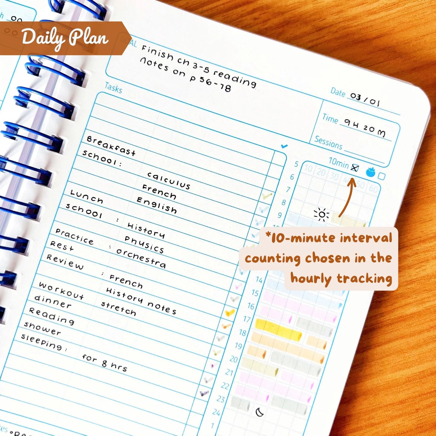 cozygloo Planner d'Études Quotidien Non Daté | Daily To-Do List | Révisions Examen Concours | Technique Pomodoro